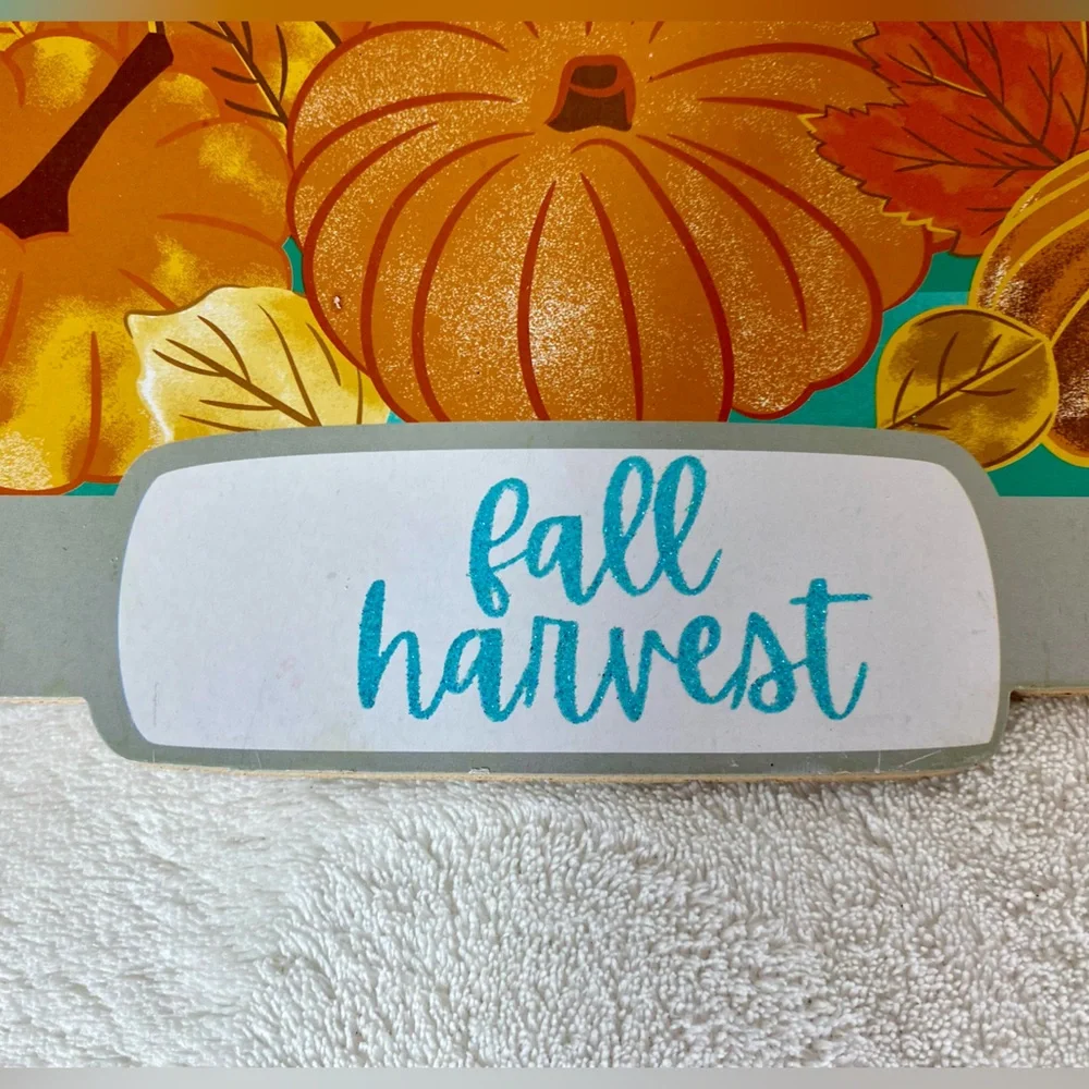 NWT Fall Harvest Classic Blue Truck with Pumpkins Hanging  Wall Door Sign